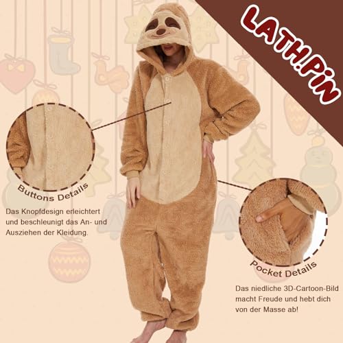 LATH.PIN Pyjamas Jumpsuit Panda Unisex Erwachsene Tier Onesie Cosplay Halloween Karneval Kostüme Damen Schlafanzug Tierkostüme Winter