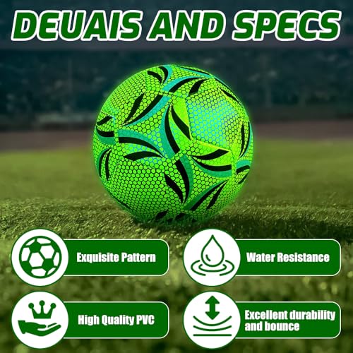 KQWVZ Leuchtender Fußball Größe 5, Reflektierender Soccer, Fluoreszierender Fussball Mit Pumpe, Reflektierender Fußball Für Fußballtraining Nachtspiele Drinnen Und Draußen Für Nachtspiele Kinder