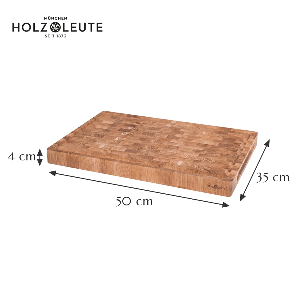 Stirnholz Schneidebrett Eiche Holz 50 x 35 x 4 cm | Holz-Leute