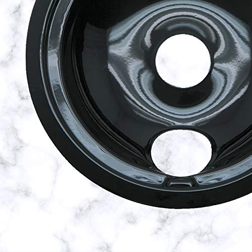 Range Kleen P119204XN 4 Pack Style B Black Porcelain Drip Bowls 2 Small 6 Inch and 2 Large 8 Inch