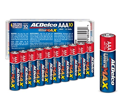 Acdelco Ultramax 10-Count Aaa Batteries, Alkaline Battery With Advanced Technology, 10-Year Shelf Life, Recloseable Packaging #TOP8