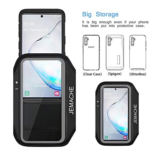 Galaxy Note 10+, 9, 8 Armband, Jemache Gym Run Workout Water Resistant Arm Band Case For Samsung Galaxy Note 8/9/10 Plus With Key Holder (Black) #TOP5