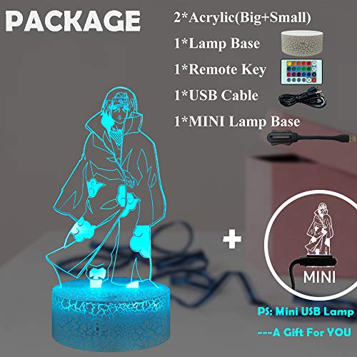 Itachi Nachtlampje 3D Optische Illusie LED Tafellamp Sasuke Bros Kinderen Lamp voor Kinderen Baby Jongen Slaapkamer… - Afbeelding 6