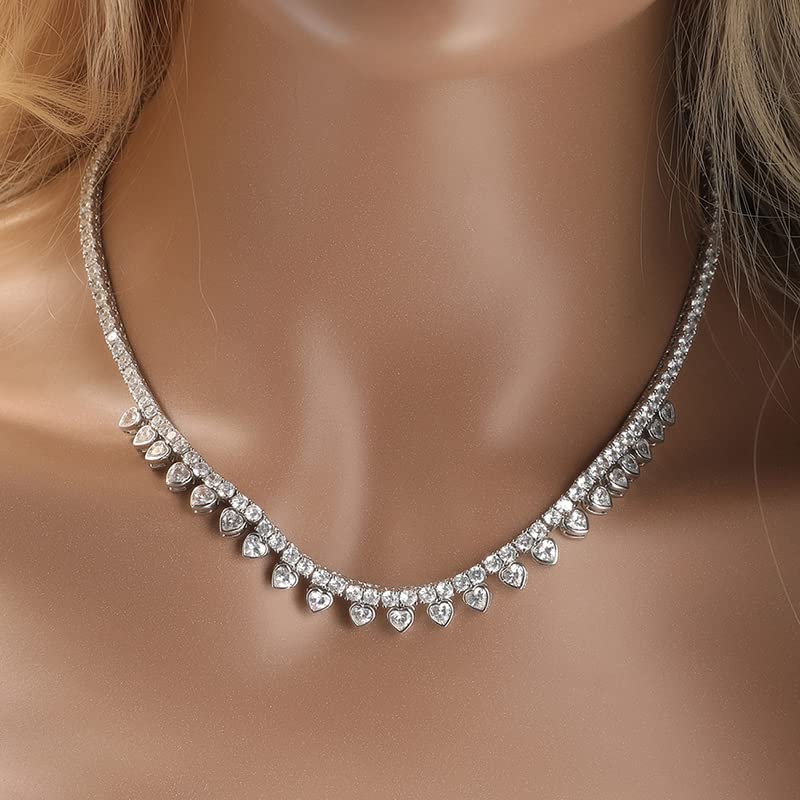 18K Gold Moissanite Tennis Necklace, Chunky Paperclip Link Cuban Choker, Elegant Jewelry Gift for Him2