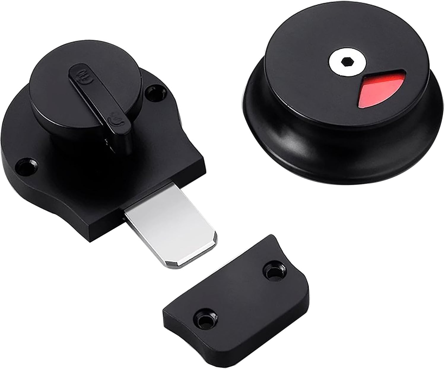 Commercial Restroom Door Handle with Indicator Lock, Available or Occupied Toilet Bolt Indicator Privacy Door Lock Handle - Latch Buckle for Public Lavatories, Washrooms, and Bathrooms​（Black ）
