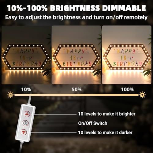 Image of Custom Bottle Service Signs for Party Club Birthday Home Bar Decor, 20 Inch LED Marquee Sign with Removable Letter Stickers, Portable Modern Geometric Light Up Sign for Important Moment