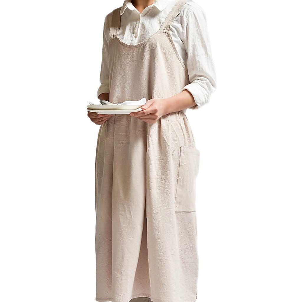 Tabliers Tablier à la Main en Coton en Coton, Cross-arrière avec Poches Bib Tablier, for Cuisine Cuisine Artiste Jardinage Peinture Cuisson Cadeau Surprise (Color : A, Taille : 150 * 175cm)