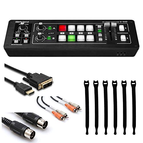 Black Friday - 60% OFF Roland V-1HD HD Video Switcher + Dual RCA Cable + Speed HDMI Cable + Black MIDI Cable + Strapeez, Black - Ultimate Accessory Bundle