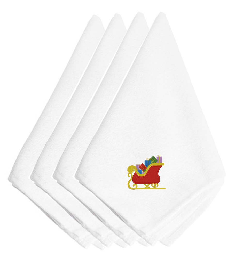 Serviettes brodées traîneau du Père Noël Caroline's Treasures EMBT2425NPKE