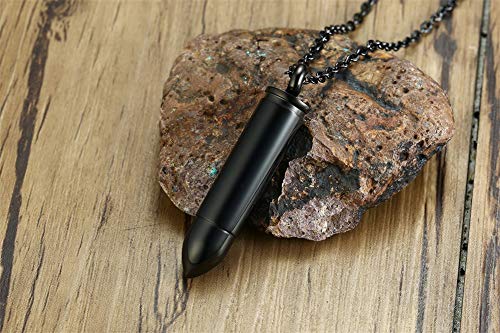 VNOX Remembrance Necklace-Engraved Personalized Stainless Steel Keepsake Bullet URN for Ashes,Free Chain4