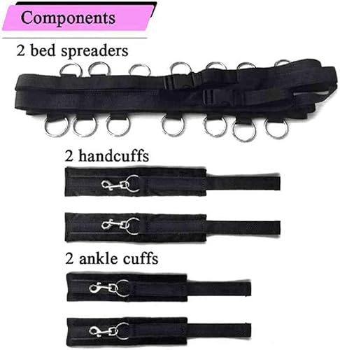 Miniatura 6 de Kit sexual para parejas debajo de la cama King, correas sexis ajustables y sujetadores de amarre para adultos, parejas, tobillos y muñecas para