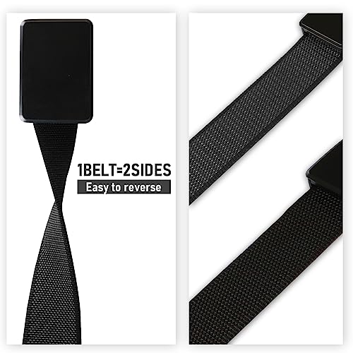 Reversible Nylon Belts 2-in-1 Adjustable Belt with Rotating Metal Buckle, Durable, Cut-to-Fit Tactical Work Belt2