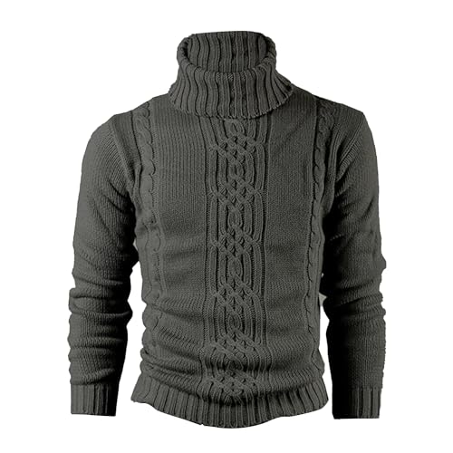 Men's Fit Turtleneck Knitted Sweater Casual Thick Winter Cable Knit Sweaters Long Sleeve Solid Knits Sweaters