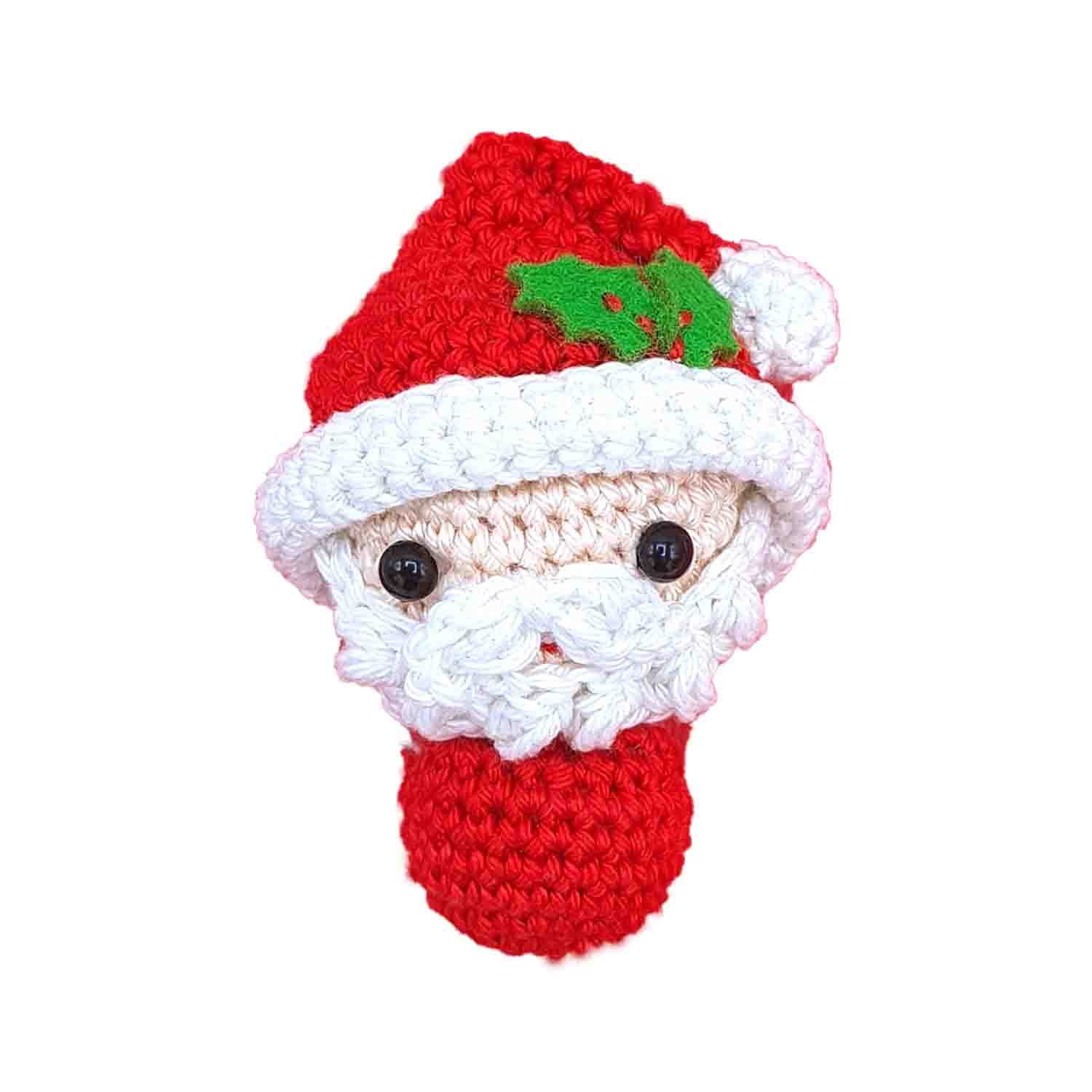 Crochet Kit for Making Yourself with Instructions and Material Christmas Decoration Mini Santa Claus, Approx. 9 cm