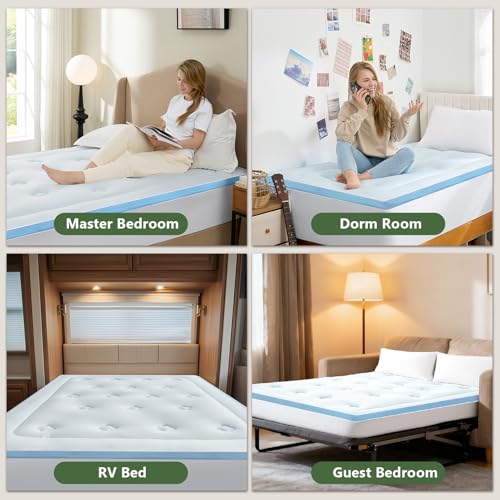 Image of Hansleep RV Short Queen Mattress Topper Memorry Foam, Camping Queen Foam