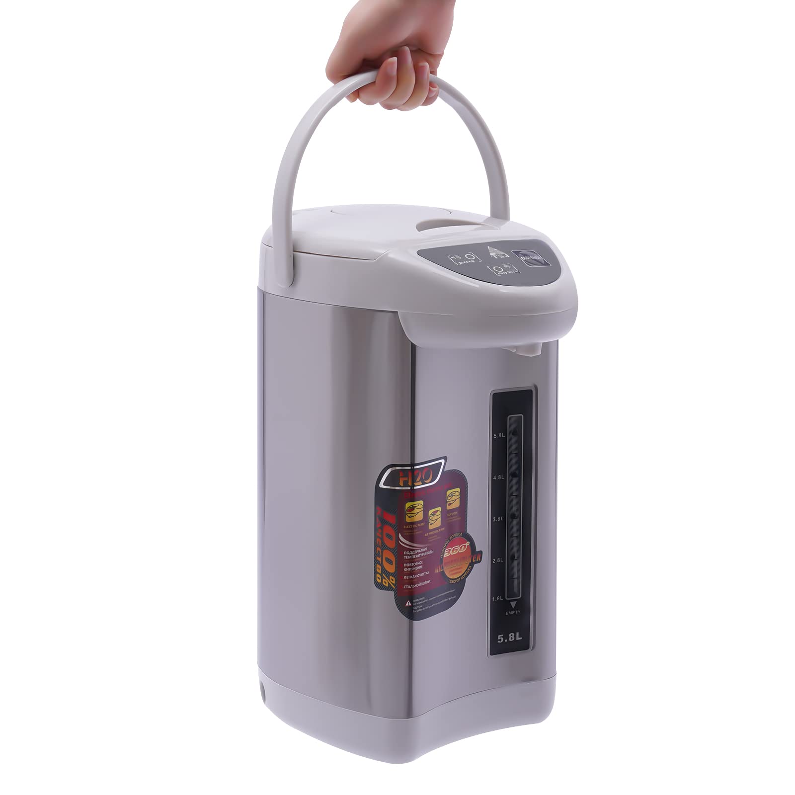 Distributeur d'eau chaude 5.8L 750W Thermopot en acier inoxydable Bouteille isotherme Bouilloire à thé Distributeur pour la maison, l'école, le bureau