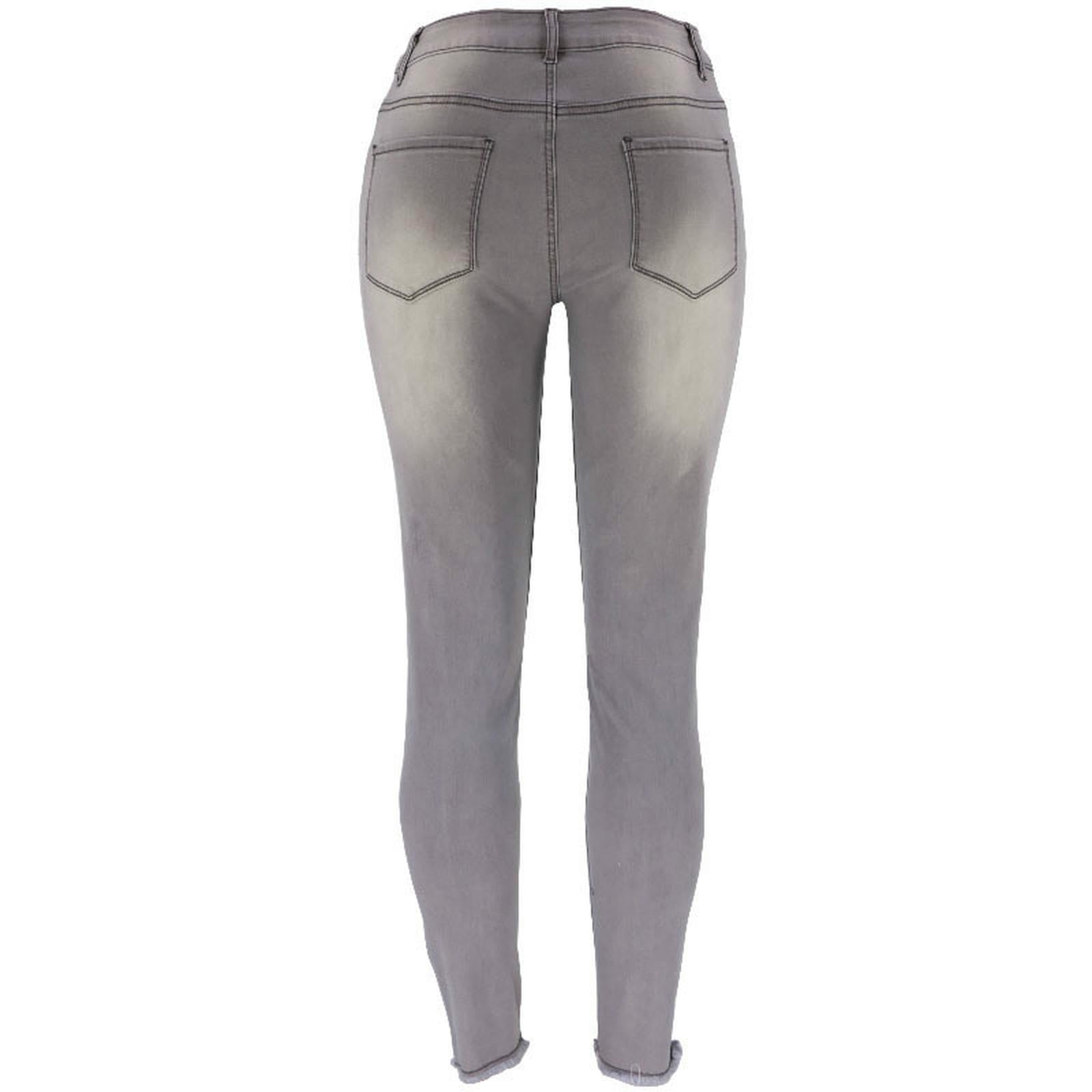Jeans da Donna Nuovo Stile Pantaloni Strappato con A Larga Gamba Stretta Nove Punti-Blu Scuro-s