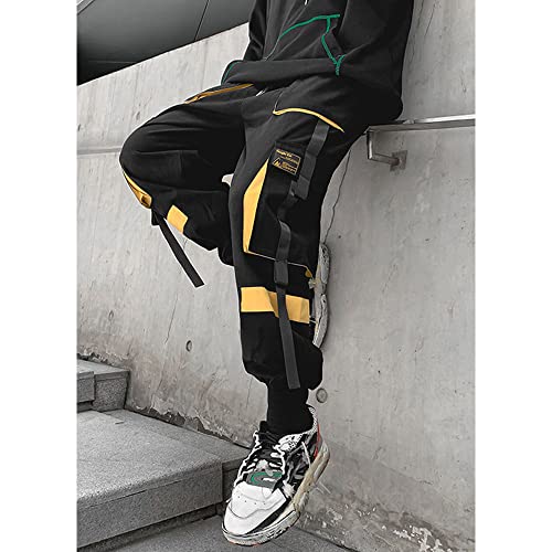 Astellarie Mens Techwear Elastic Waist Jogger Cargo Pants Streetwear Hip Hop Harem Pants with Multi Pockets3
