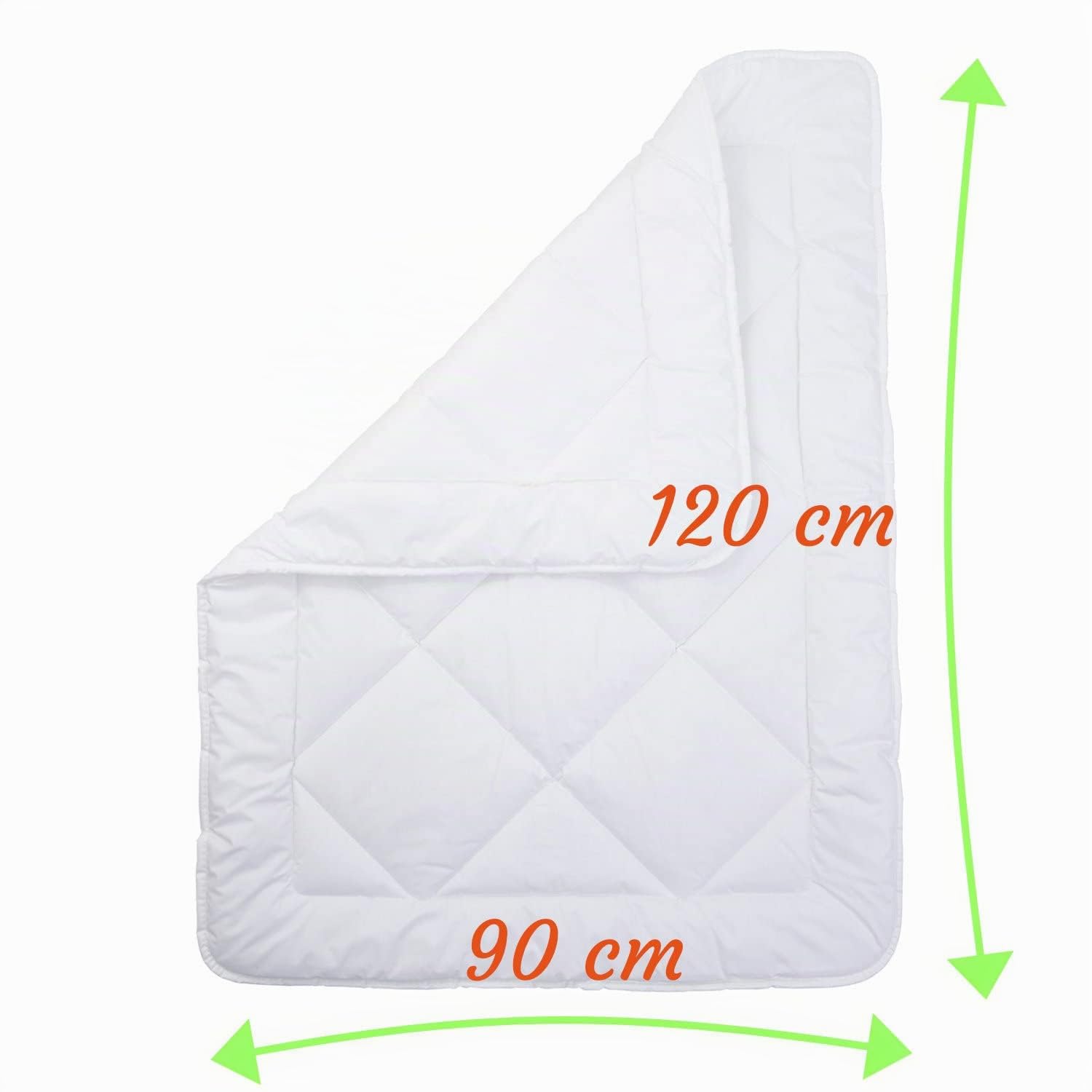 H&F Heimtextilien Kinderbettdecke Babybettdecke | Steppdecke mit Kissen Set für Kinder und Baby | Kinderdecke, Babybett Decke mit Kissen | Bettzeug: Baumwolle Weiß | Große: 90x120 + 40x60 cm