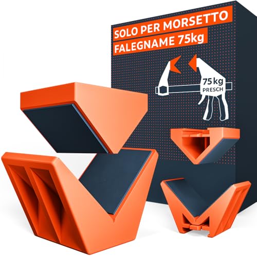 Presch Adattatore angolari 2 pz - Accessorio per morsetti Presch con forza di serraggio di 75 kg - Ganasce angolari per fissaggi a 90° - Prestazioni durature con plastica rinforzata in fibra di vetro