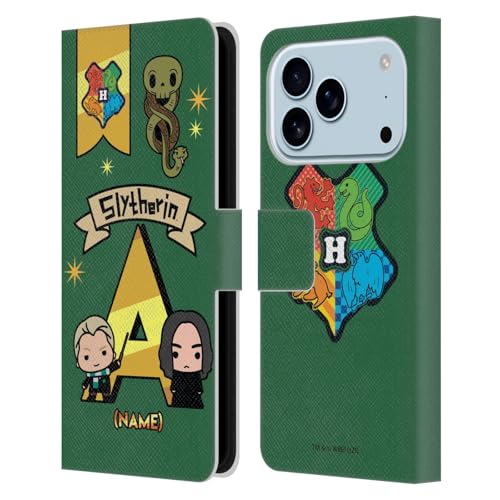 Étui portefeuille en cuir Harry Potter iPhone 17 Pro blason Serpentard et finitions soignées