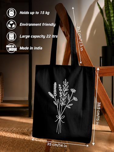 Image of DOODLE Premium Canvas Tote Bag for Women with Zip and Inner Pocket for Shopping, Office, Travel and Daily Use