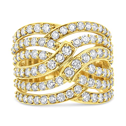 Haus of Brilliance 10K Yellow Gold 3.00 Cttw Diamond Multi Row Bypass Wave Cocktail Band Ring (J-K Color, I1-I2 Clarity) - Ring Size 9