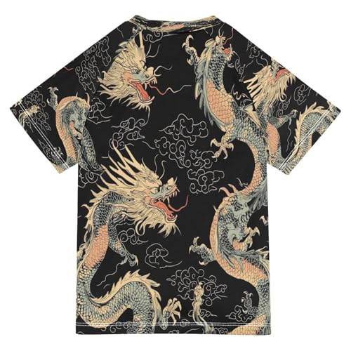 Kids Swimsuit Dragon Black Tai Chi Sunscreen T-Shirts Swimwear Sets UPF 50+2
