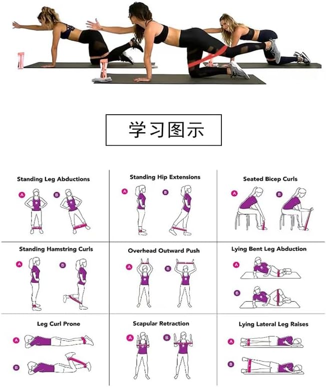 Miniatura 6 de Juego de 5 bandas de ejercicio de bucle de resistencia, versátil banda de resistencia esencial para entrenamiento, durabilidad extrema