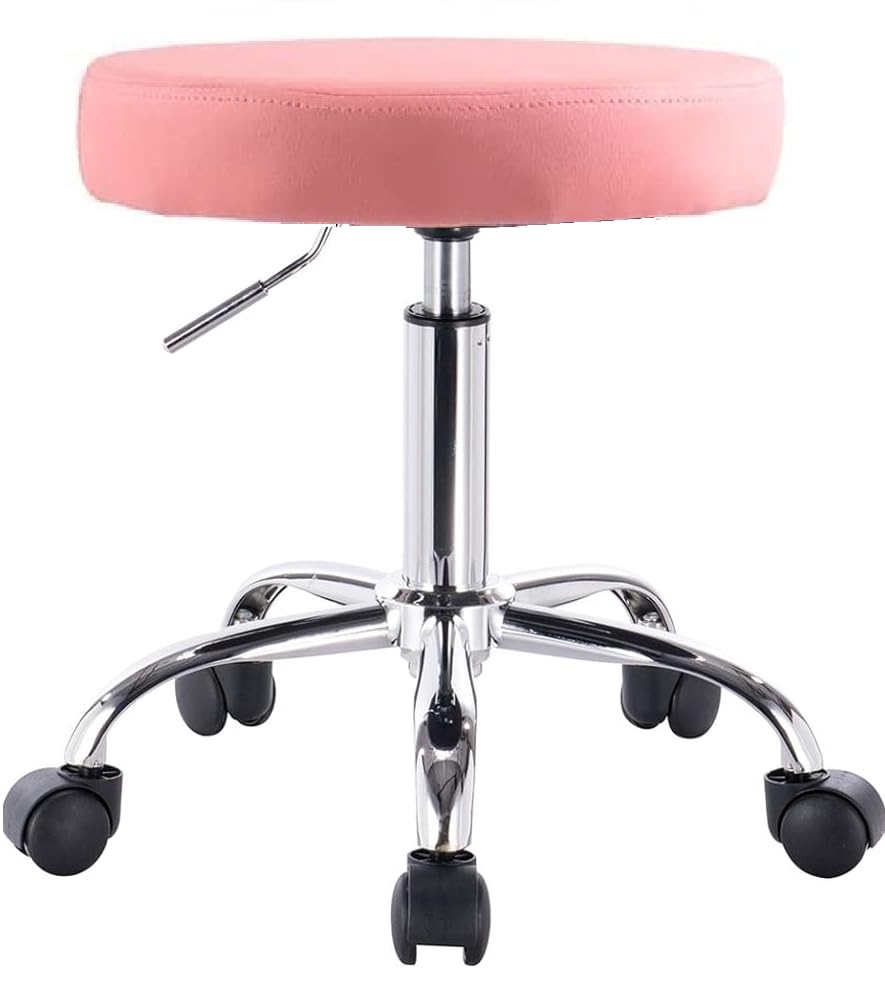 Meble Home Revolving Adjustable Height 18-23Inches Stool for Multi-Talent for Your Bar, Office, Medical, Pub, spa, Clinic, Massage, Desk Stool and Many More Areas of Application Pink 1pc