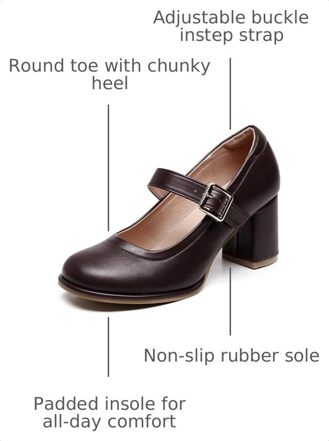 Image of VenusCelia Women's Mary Jane Pump Heeled Shoe | Party Shoes