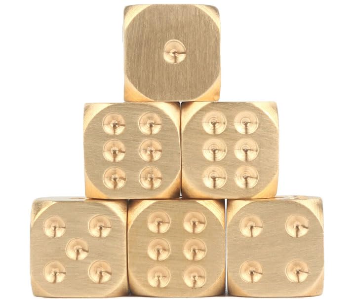 Ifundom 6 Massive Messing-Würfel Im Vintage-Design – 11 Mm, Für Brett- & Rollenspiele