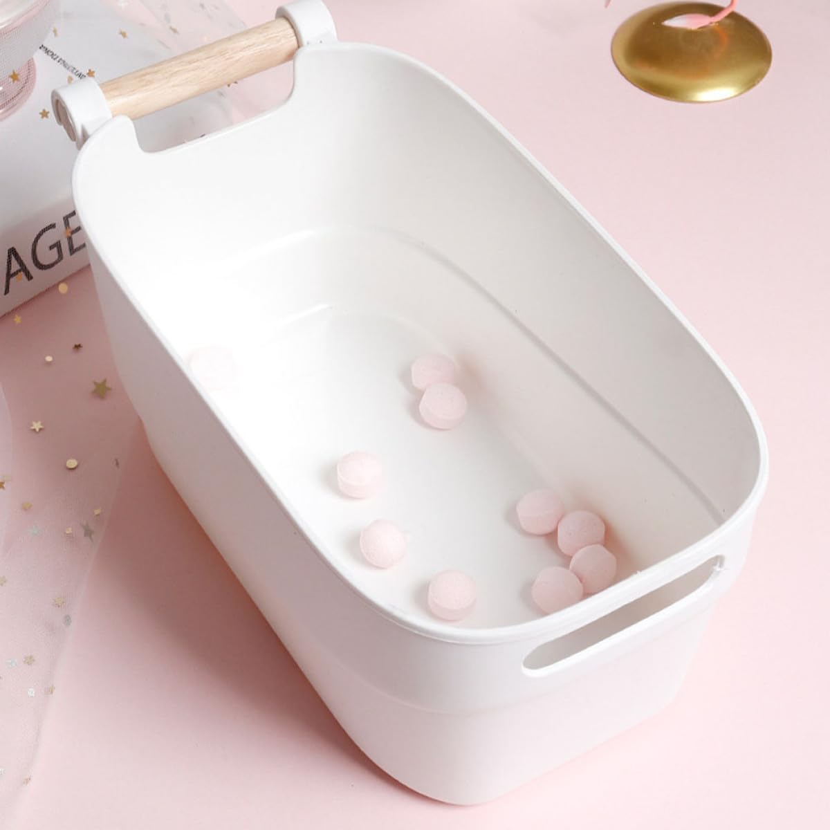 Ciotola per Ammollo Mani e Unghie Bianca in Stile Giapponese, Strumento per Manicure Professionale e Accessorio Nail Art per Uso Estetico e Domestico