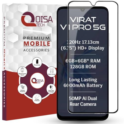 Image of Premium Tempered Glass Screen Protector Guard For Lava Virat V1 Pro 5G (6.75 Inch, Pack of 1) | Edge to Edge Coverage With Easy to installation kit