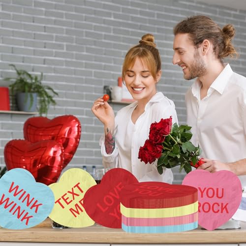 Valentine’s Day Napkins Supplies-Conversation Heart Napkins Decoration Set 40Pcs Love Heart Shaped Napkins Heart Ornaments Paper Napkins Galentine’s Day Party Napkins for Valentine’s Day