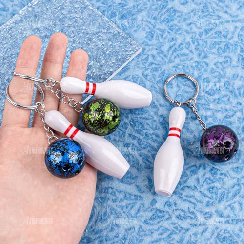 AUEAR, 8 Pack Bowling Pin Keychain Sport for Backpack DIY Craft Accesories