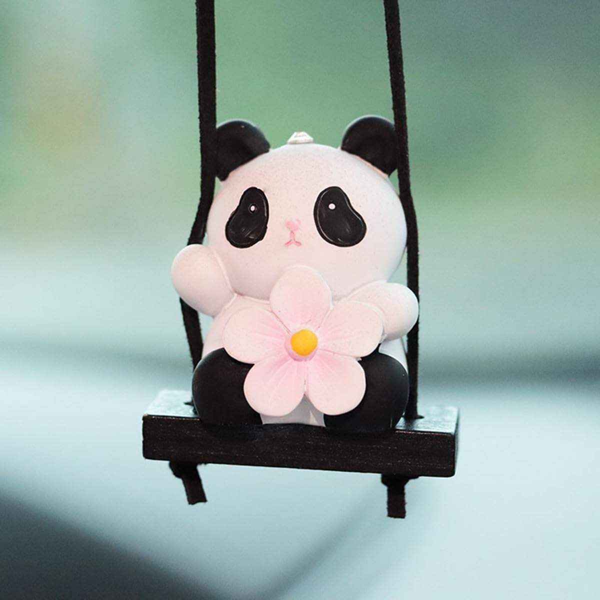 Cute Swinging Cartoon Animals Car Hanging Ornament for Women, Car Rear View Mirrior Hanging Accessories Fun Rearview Mirror Pendant Auto Interior Decorations Gift (Panda)