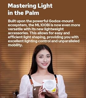 GODOX ML100Bi Luce Video LED Portatile da 100W, Bi-Color 2800-6500K COB, Supporta Alimentazione DC/batteria V-mount/USB-C Power/Bank, TLCI 97 CRI 98