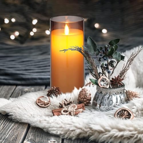 Image of coku Set of 3 Flameless LED Pillar Candles with Remote, Realistic Flickering Moving Flame, Battery Operated, Smokeless Safe Decorative Candles Gift for Home, Wedding, Diwali, Christmas
