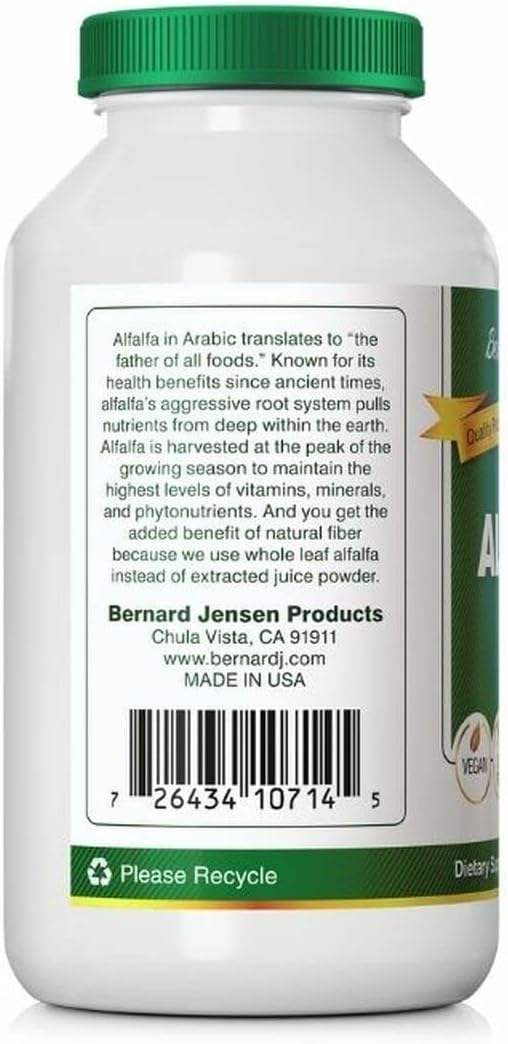 Bernard Jensen's Alfalfa Leaf Tablets - 625mg - 500 Tablets