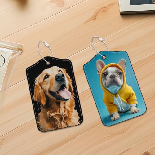 Image of Golden Retriever & Frenchie Luggage Tags 2 Pack, Privacy Flap
