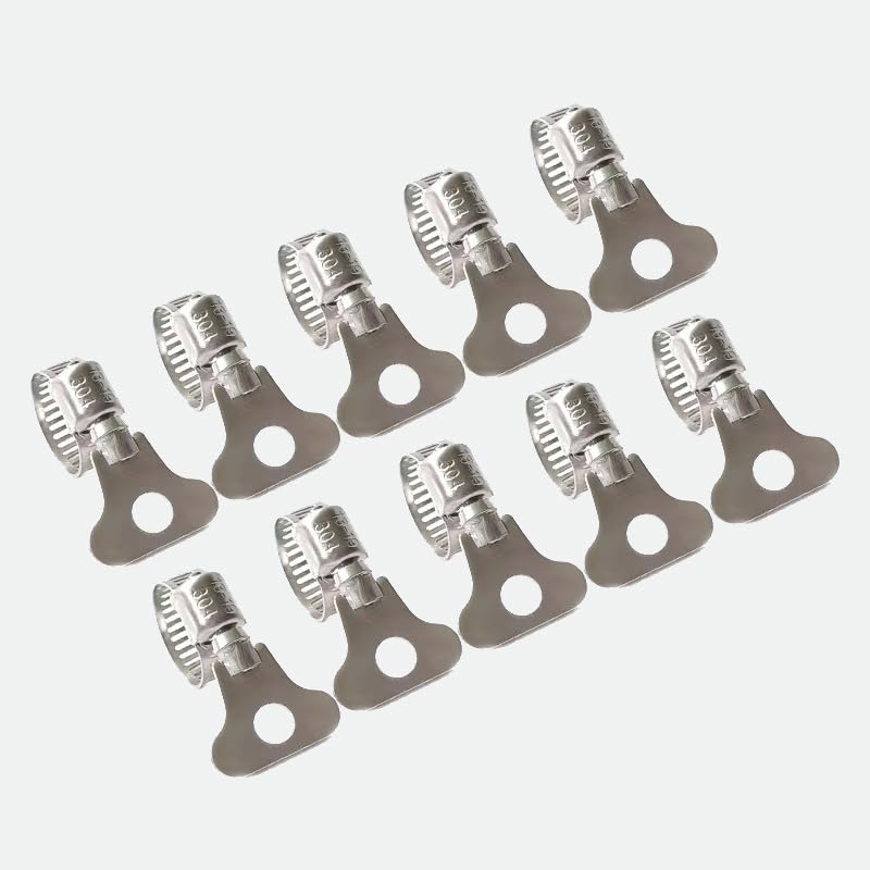 NOQUKA 10-Piece Set of 304 Stainless Steel Hose Clamps, Adjustable Spiral Hose Clamps, Key type hose clamps for Plumbing, Automotive, Mechanical and