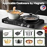 AMZCHEF Double Induction Cooktop with Removable Griddle Pan Non-stick, 1800W 2 burner Portable Induction Stove With Sensor Touch 9 Power Levels, 99 Min Timer, Black - Image 3