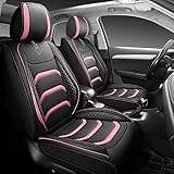 USA03 Full Set Car Seat Covers Luxury Leather Seat Cushions Covers Fit Most 5-Seater Models Cars SUV。 (Black-Pink) -  ZIDING