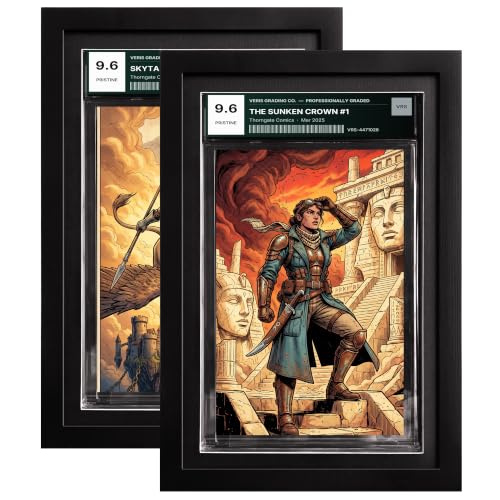 trlry 2 Pack Comic Book Frame for CGC Graded Slabs, Solid Pine