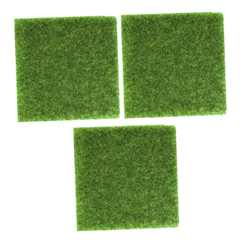 HOOTNEE 3Pcs Realistic Fake Grass Mat for Sand Table Decoration DIY Lawn Turf for Model Display Mini Landscape Home Decor Plastic Material for All Seasons