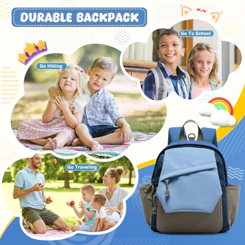 Toddler Backpack for Boys Girls 2-4, Small Kids Backpack for School, Preschool Kindergarten Backpack, Toddler Mini Bookbag Travel Daypack for Kids Blue Khaki4