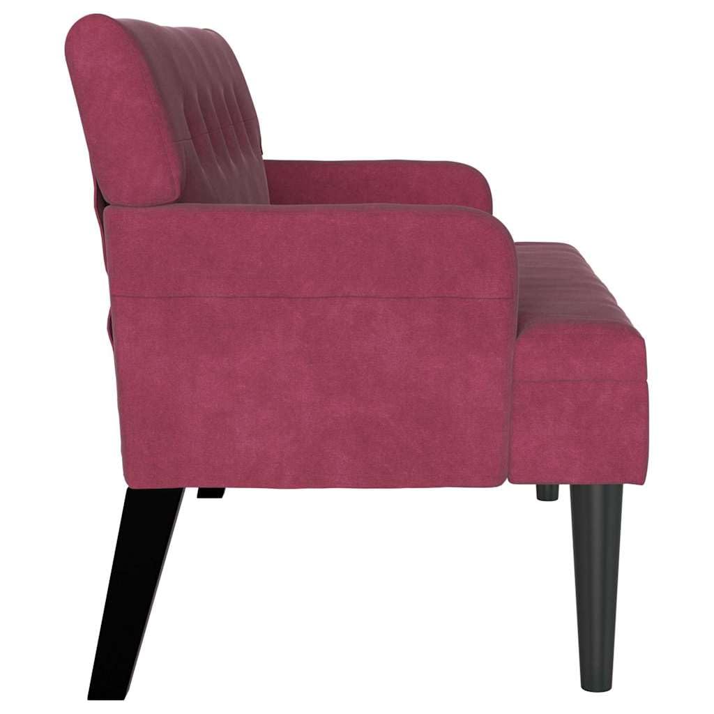 Banc Chesterfield en velours rouge vin avec dossier rembourré 112 x 65,5 x 75 cm, banc pour couloir, salon, chambre à coucher, banc rembourré stable avec pieds en bois massif, banc de salle à