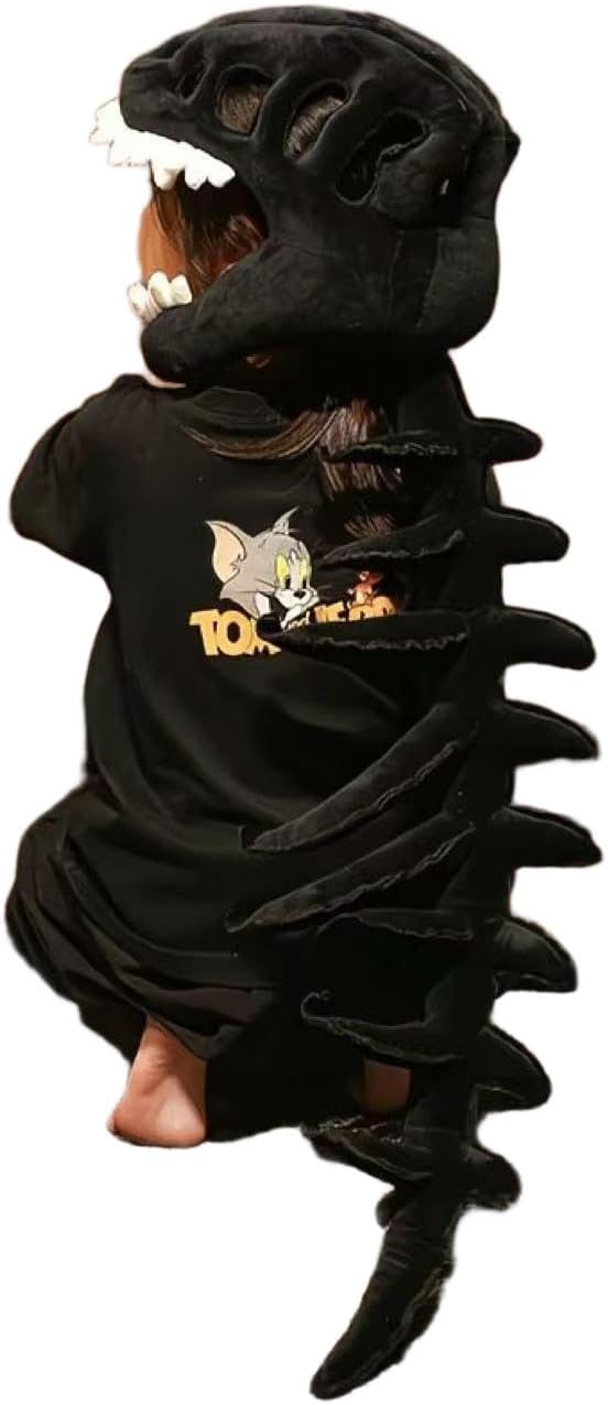 3D Dinosaur Skull Hat with Extended Spine Cape, Crystal Soft Plush Costume, PP Cotton Filled for Unisex