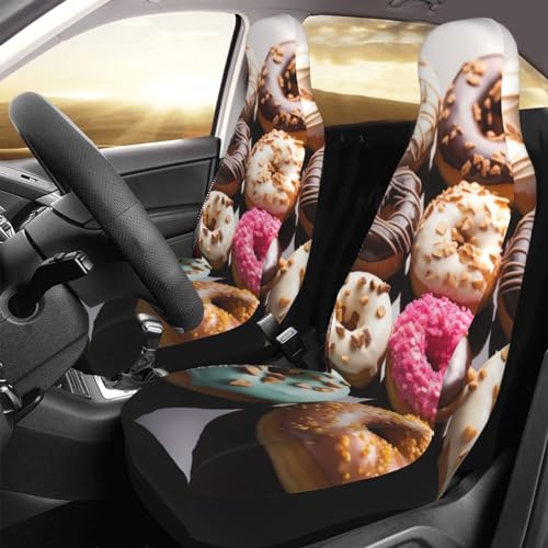 Lot de 2 housses de siege auto elastiques motif beignets